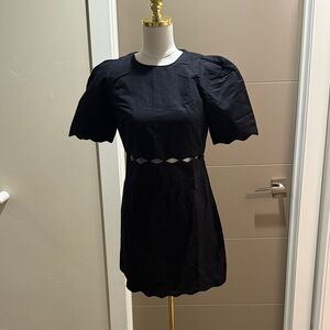 Ann Taylor Black Mini Dress with Puff Sleeves